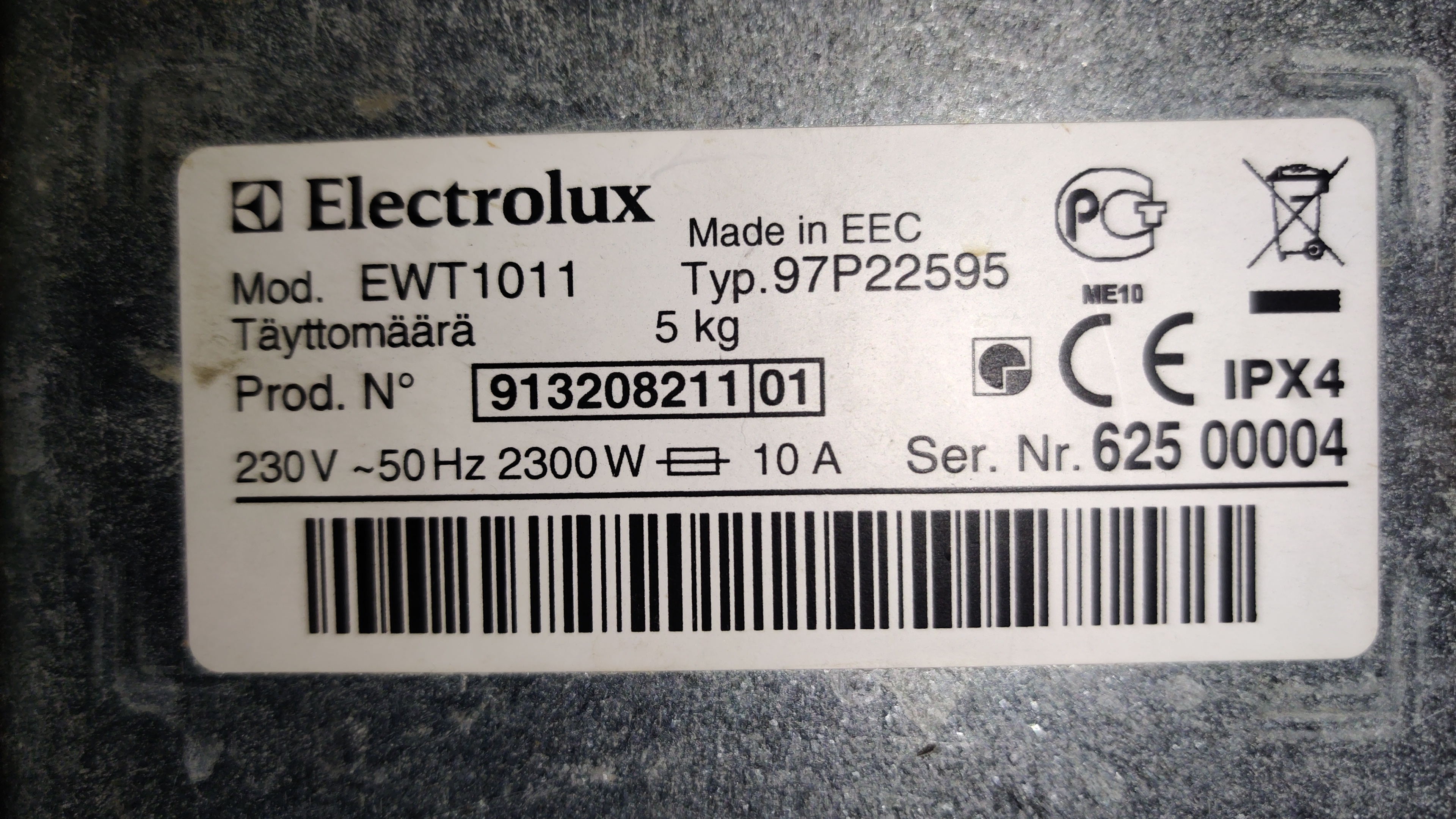 Прошивка ELECTROLUX EWT1011, шасси 913208211/01