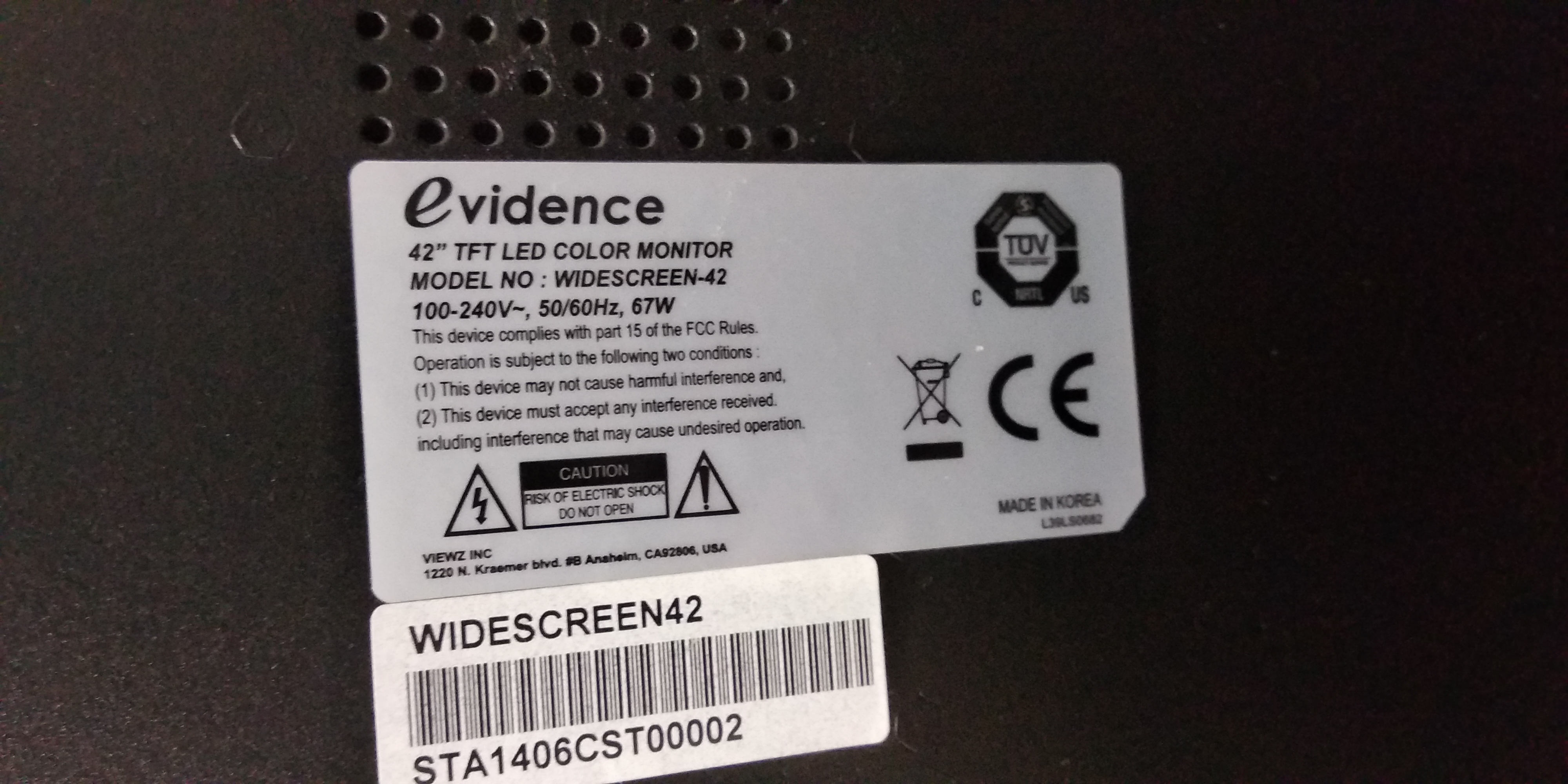  Evidence  WIDESCREEN-42,  PWB-L4212
