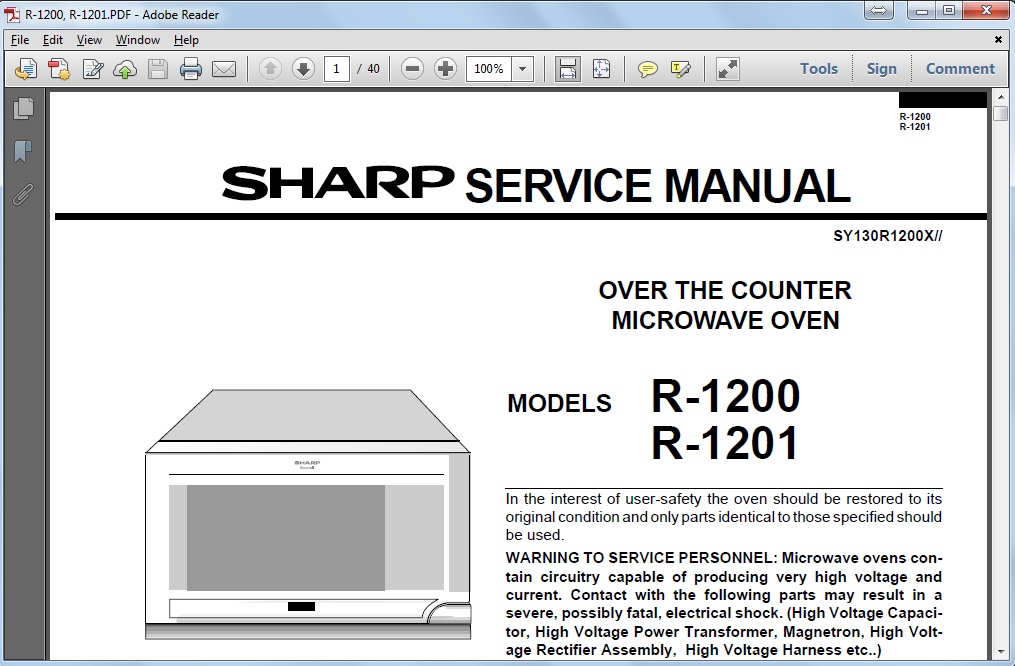  Sharp Microwave ovens Service Manuals (1/6)